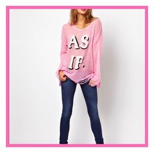 NWOT Wildfox AS IF Pink Lennon Sweater